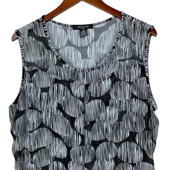 Adele & May Sleeveless Blouse Tank Top Black White Layered Long Front Women's 2X - Picture 2 of 6